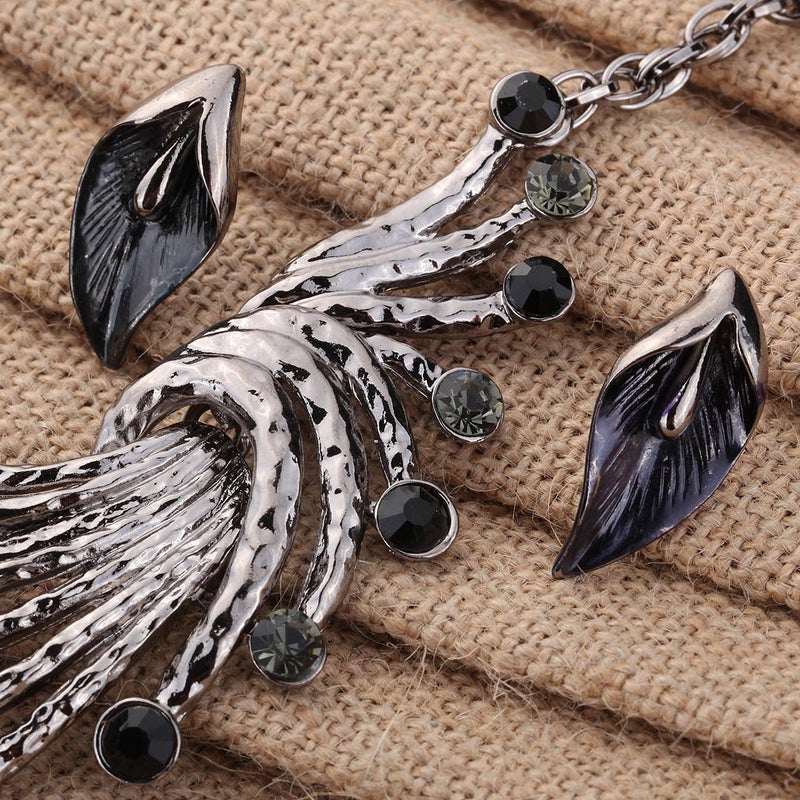 YAZILIND Ethnic Style Black Peacock Chunky Bib Earrings Necklace Jewelry Set Wedding Party - Image 5